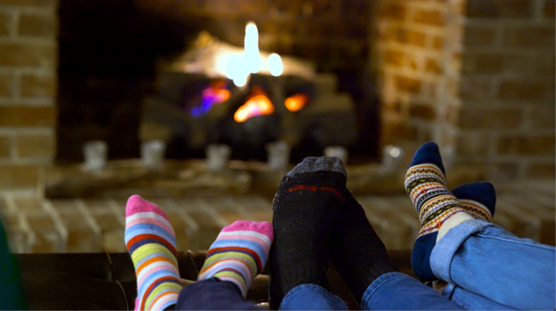 Cozy feet in front of the fire