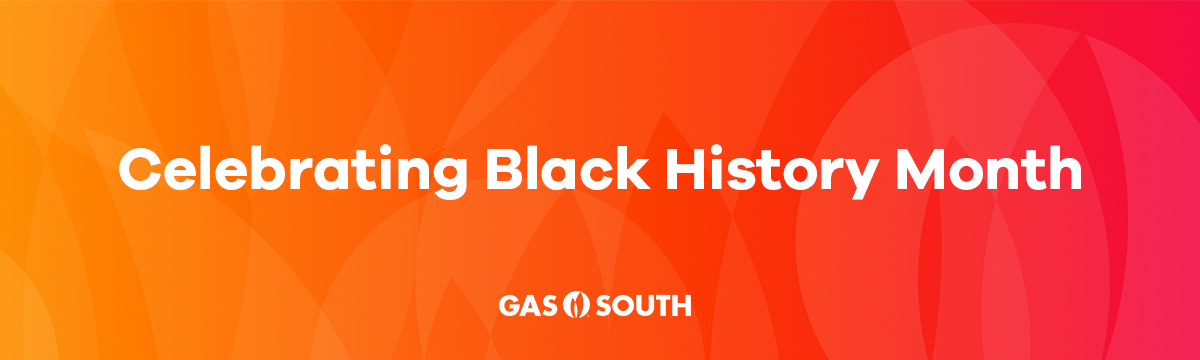 Orange banner with white text overlay that says "Celebrating Black History Month".