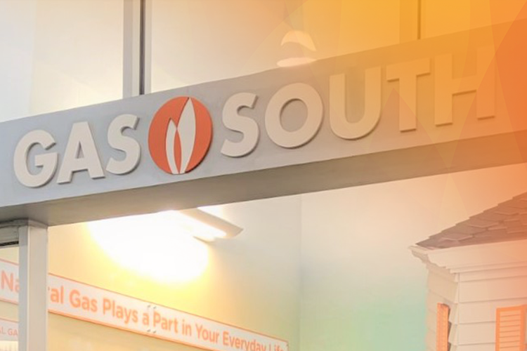 gas south logo on sign outside of a classroom