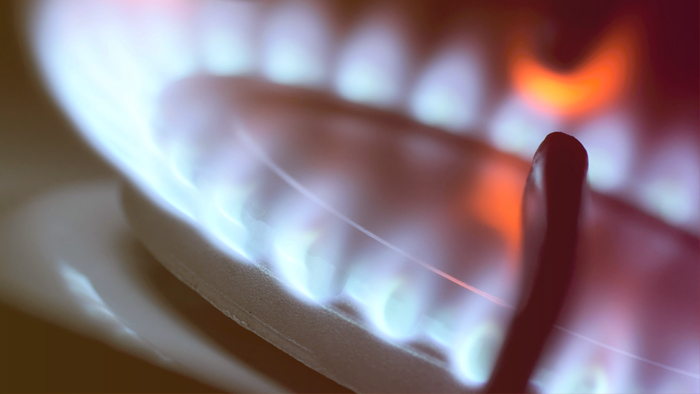 close-up of flames from a gas burning stove
