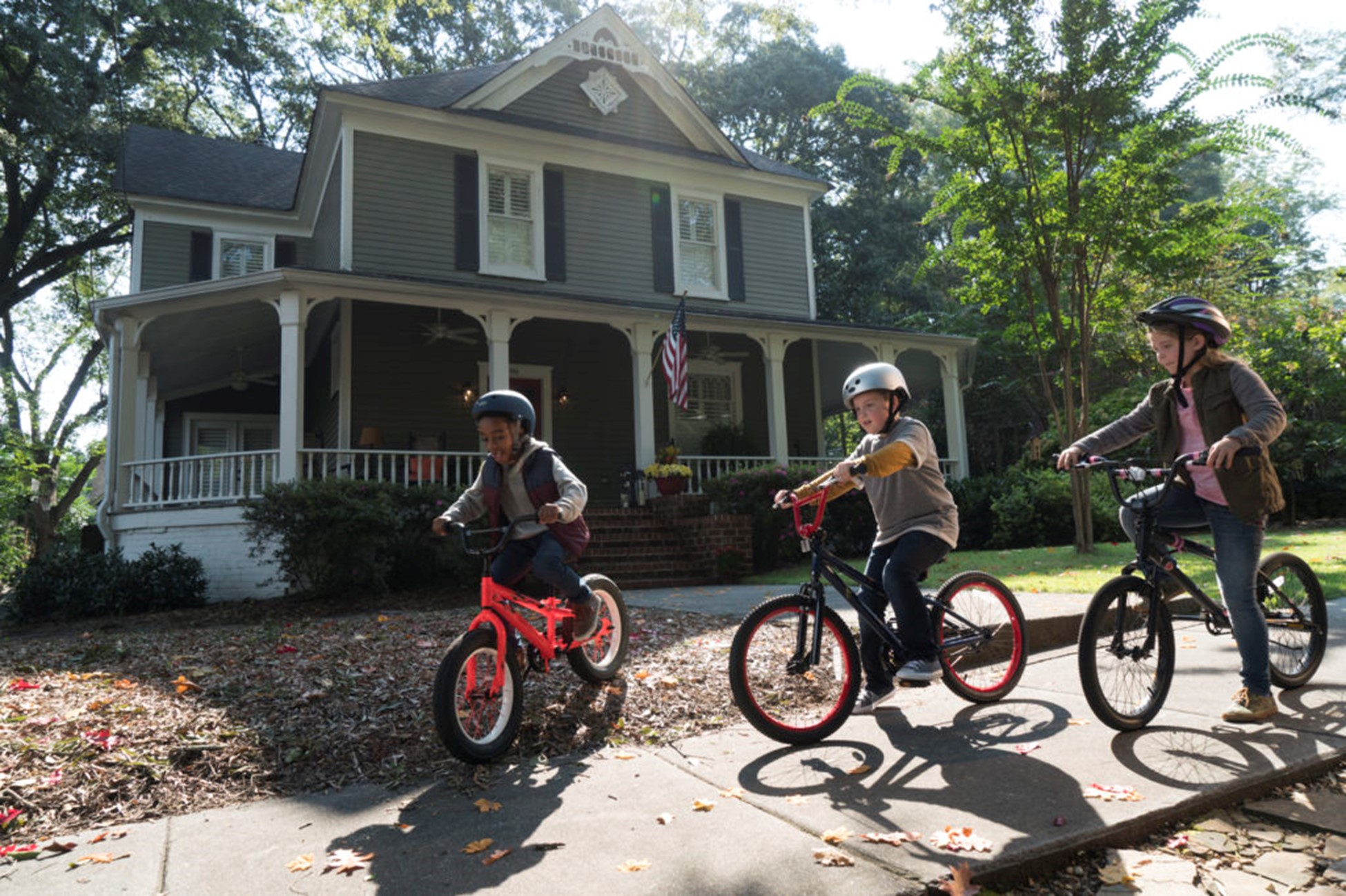 children riding bikes