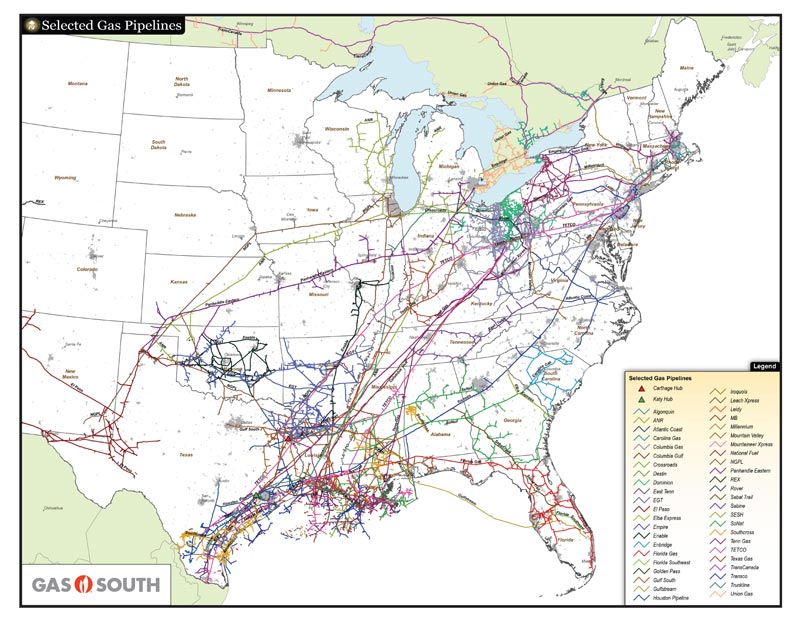 Industrial Natural Gas Pipeline Map for Gas South
