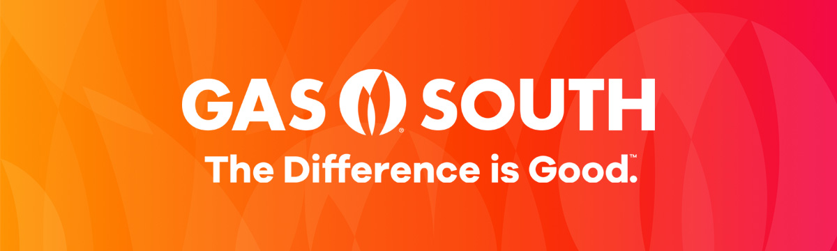 Orange background with text overlay that says "Gas South, The Difference is Good."